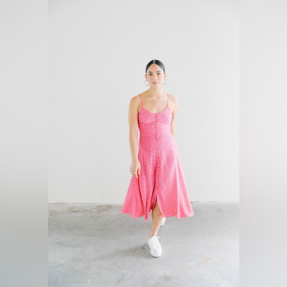 ROLLA'S Midsummer Mini Tulip Midi Dress Hot Pink XS - Picture 6 of 8